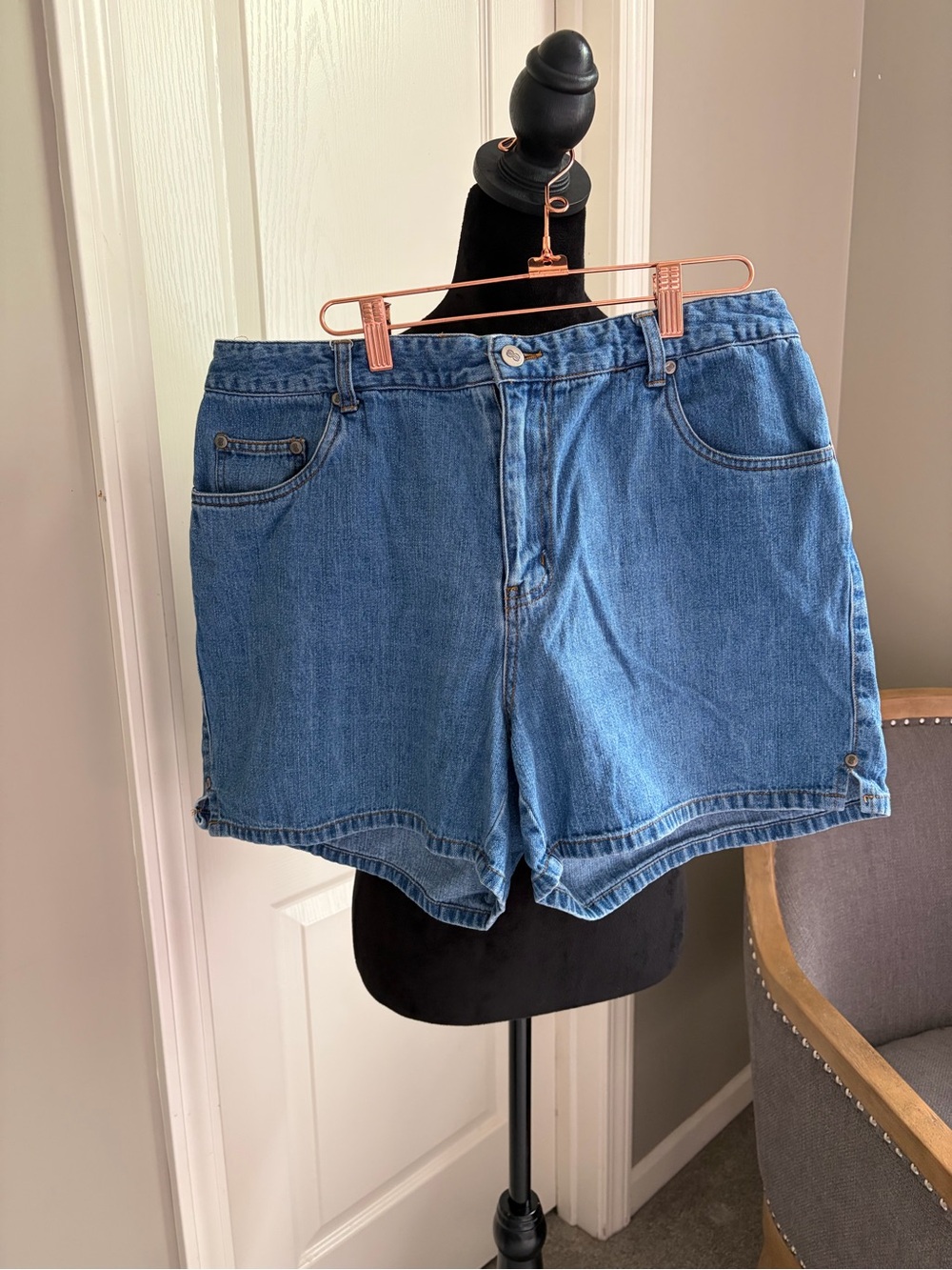 bill blass Blue High-Rise Denim Shorts